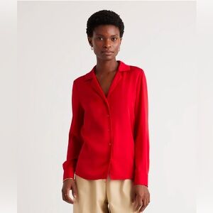 Quince Washable Stretch Silk Notch Collar Blouse